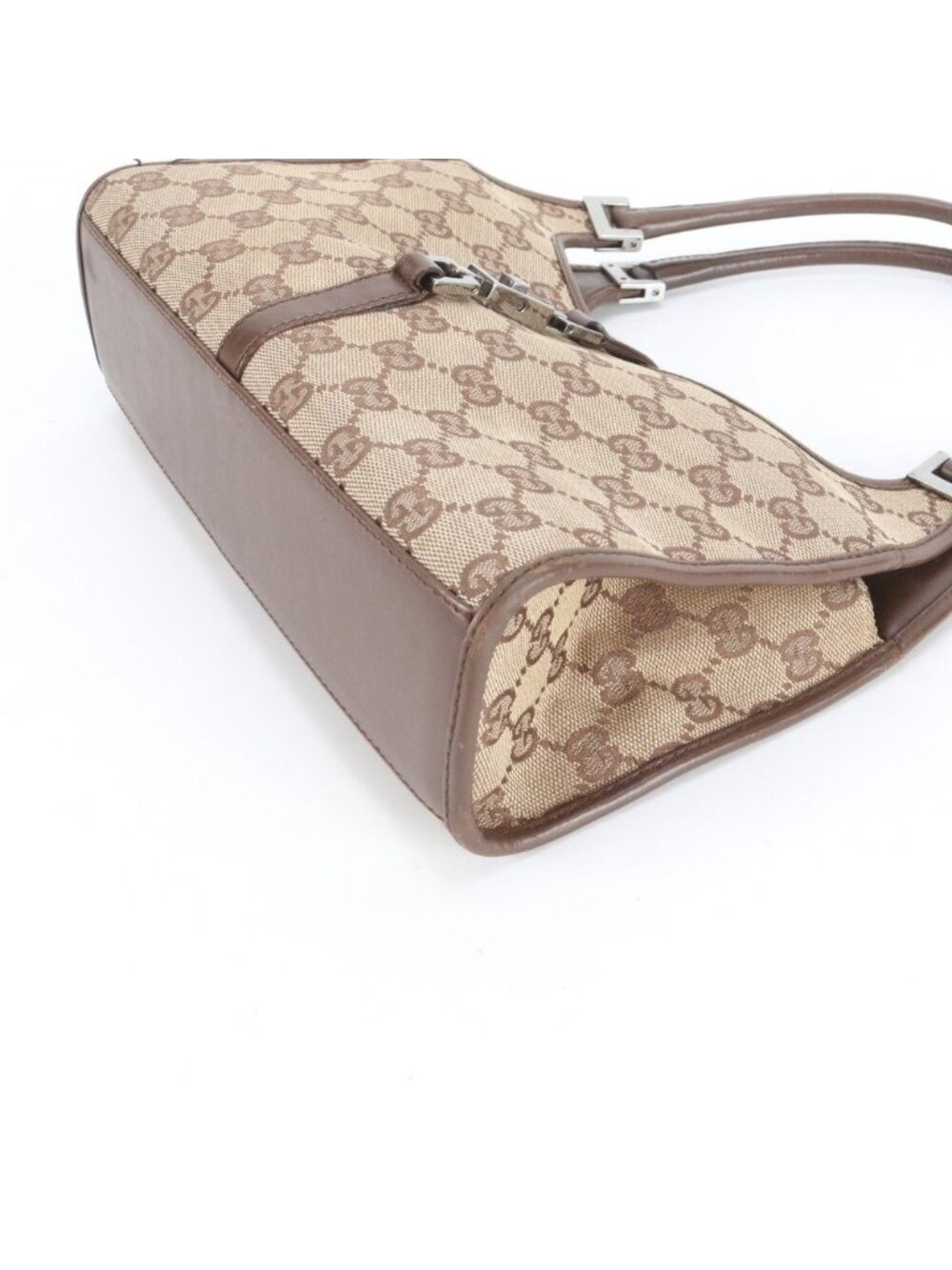 ★SOLD★ Gucci GG Canvas Jackie 002 Leather Handbag Tote Brown - Picture 5 of 9